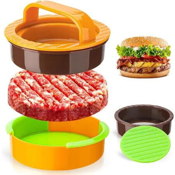 Upgraded 3 in 1 Non-Stick Hamburger Press Patty Maker, Durable Burger Press for Stuffed Burgers Sliders Veggie & Beef Patties Easy to Clean