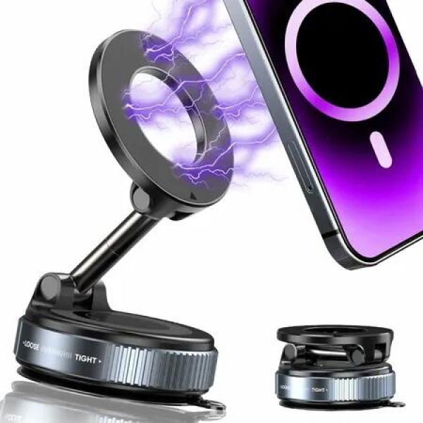 Upgraded 360 Degree Vacuum Magnetic Phone Holder,Magnetic Car Phone Mount,Hands-Free Suction Cup Phone Holder,Car Mount