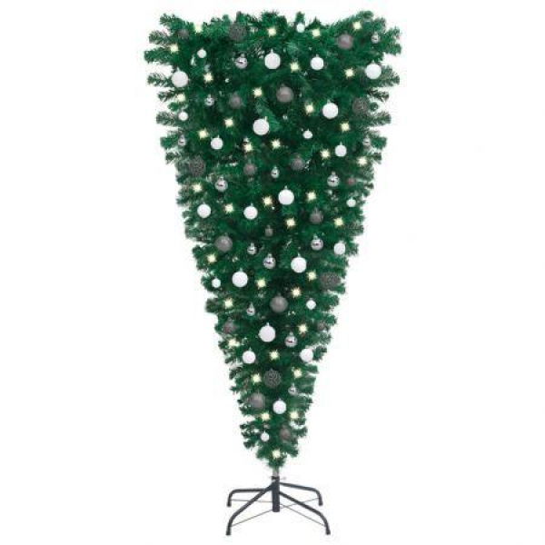 Upside-down Artificial Christmas Tree with LEDs&Ball Set 120 cm