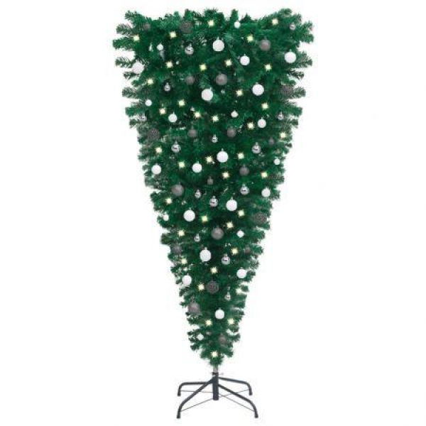 Upside-down Artificial Christmas Tree with LEDs&Ball Set 150 cm