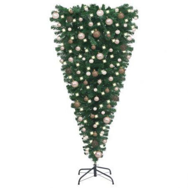 Upside-down Artificial Christmas Tree with LEDs&Ball Set 210 cm