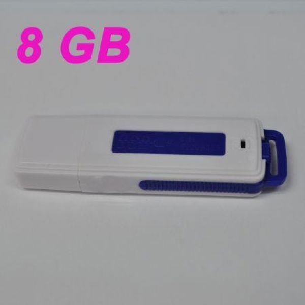 UR08 USB 2.0 Rechargeable Flash Drive Voice Recorder - Blue (8GB)