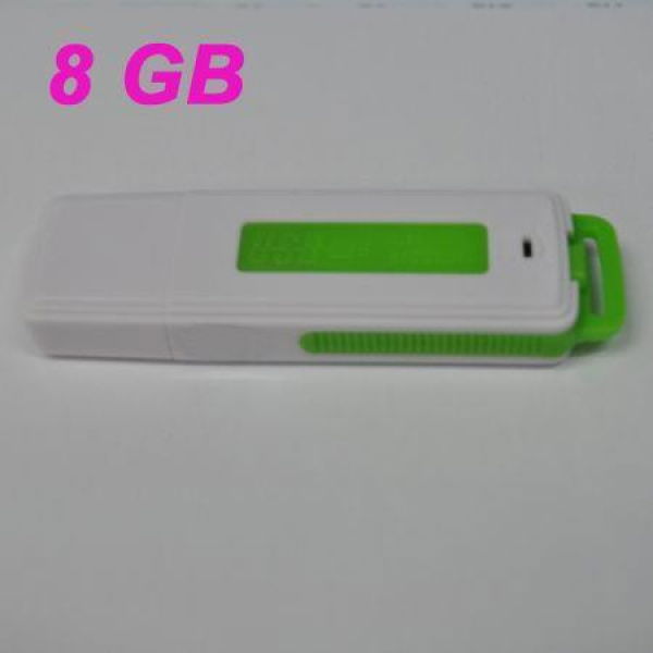 UR08 USB 2.0 Rechargeable Flash Drive Voice Recorder - Green (8GB)