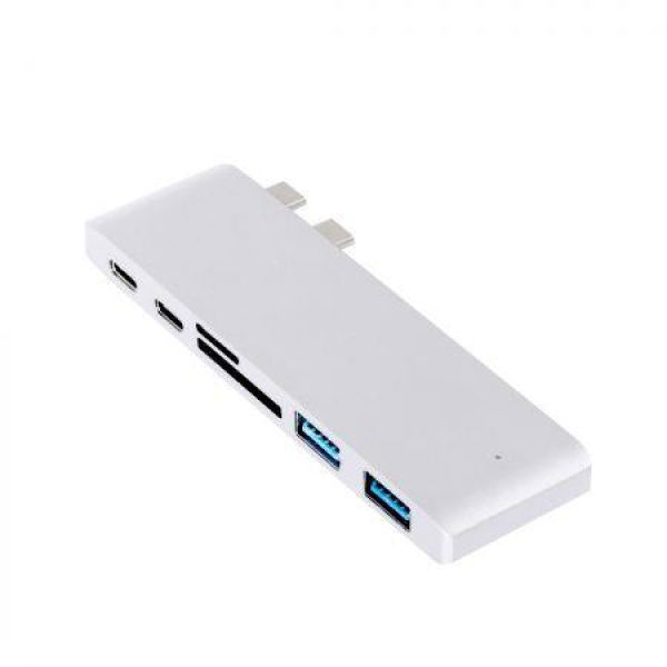 USB 3.0 Type-C Hub 6-Port Powered Adapter High-Speed Splitter For MacBook Pro.