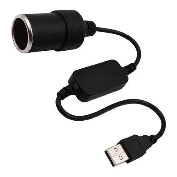USB A Male to 12V Car Cigarette Lighter Socket Female Converter Cable, 30CM, 8W Max
