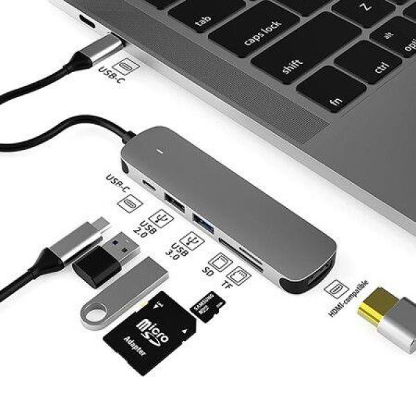 USB-C Hub Docking Station Aluminum Alloy Type C USB 3.0 4K HDMI Compatible SD PD TF MacBook Pro HP Dell.