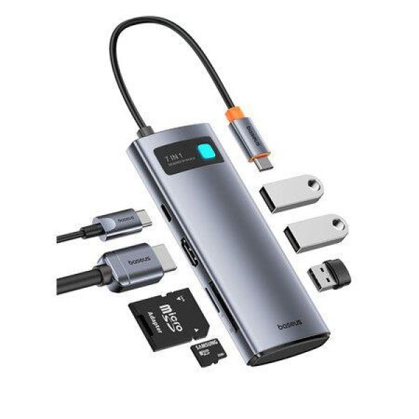 USB C Hub,7 in 1 USB Hub with 3 USB-A 5Gbps, PD 100W, TF/SD Card Reader for iPhone 15, Mac, Dell, Acer, HP, ASUS