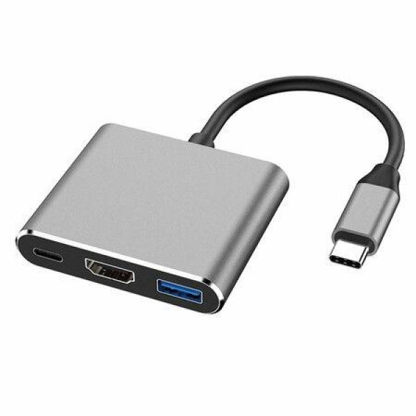 USB-C To HDMI Adapter Type-C To HDMI 4K USB 3.0 Port USB-C Charging Port Converter Adapter Compatible With MacBook IPad Pro Surface.