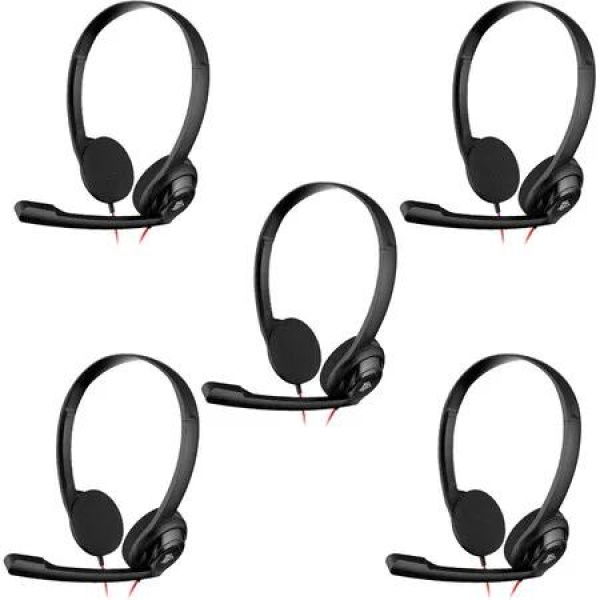 USB Computer Headset with Clear Chat Microphone,Lightweight On-Ear Wired Headset for MS Teams,Skype,Webinars,Call Center and More (Black)