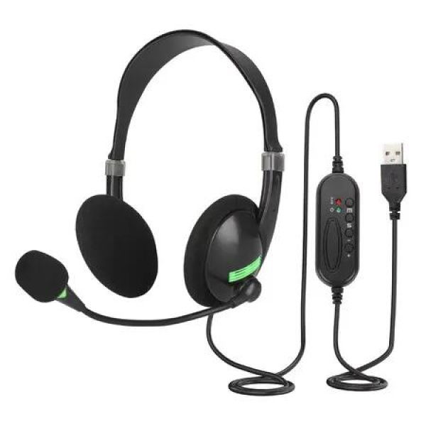 USB Headset with Microphone Noise Cancelling Stereo Wired Audio Control for Laptop PC Work From Home Office