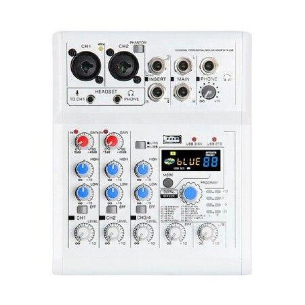 USB Interface 4 Channel Mini Audio Mixer Console Home Karaoke Computer Recording 88 DSP Effects