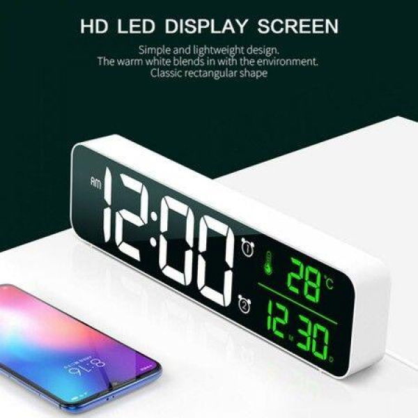 USB LED 3D Music Dual Alarm Clock Thermometer Temperature Date HD Display Electronic Desktop Digital Table Lamp Night Lantern