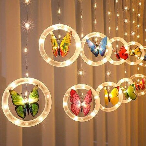 USB LED Curtain Hanging Decorative Lights For Backdrop Wall Bedroom Wedding Christmas Outdoor Waterproof Butterfly Lights