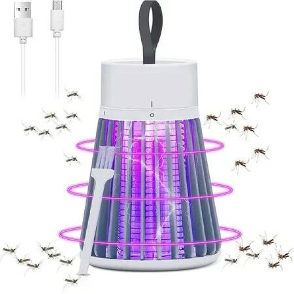 USB LED Purple Light Mosquito Zapper Trap Fly Killer Rechargeable & Portable for Home & Camping Use