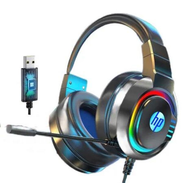 USB PORT HP Headset for PC Computer hp8003 7.1 Stereo with Microphone Over-Ear Headphones Gaming and Online Classes