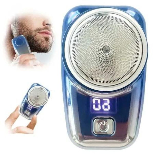 USB Rechargeable Men Electric Shaver for with Battery, Waterproof Design, and Easy One-Button Operation (Blue)