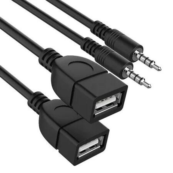 USB to Aux Audio Adapter,3.5mm Male to USB Female Adapter 2 Pack