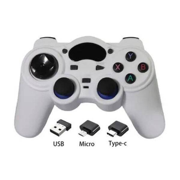 USB Wireless Gaming Controller for PC/Laptop Computer, Windows XP, 7, 8, 10, Android, PS3 and Steam Joystick Gamepad, White