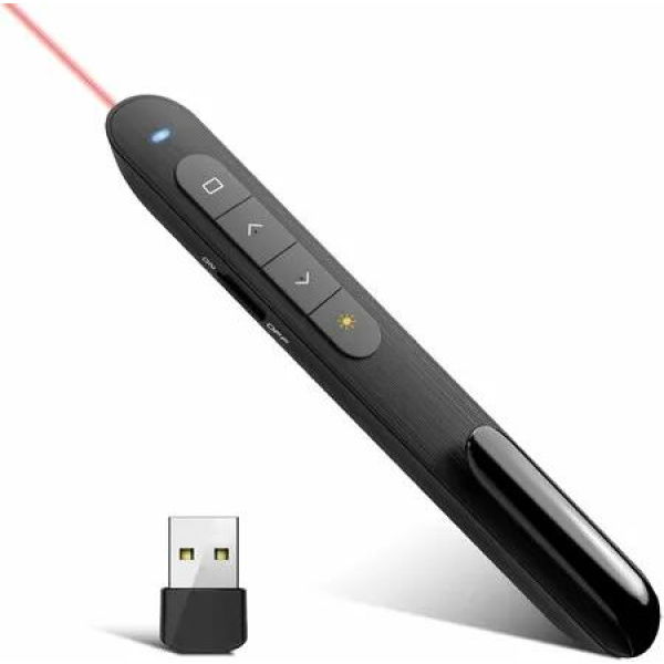 USB Wireless Presenter Remote Presentation Clicker, Volume Control PowerPoint Clicker with Red Pointer Long Range PPT Slide Advancer for Mac Laptop PC Computer