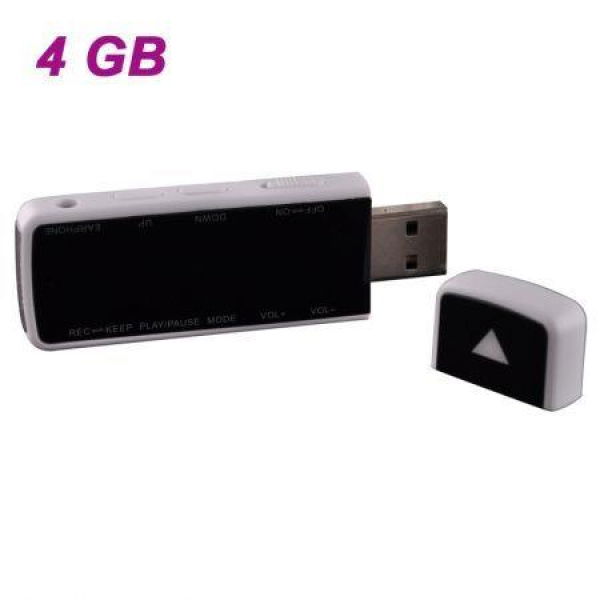 USB801 Rechargeable High-Definition Recorder + MP3 Player - White (4GB)