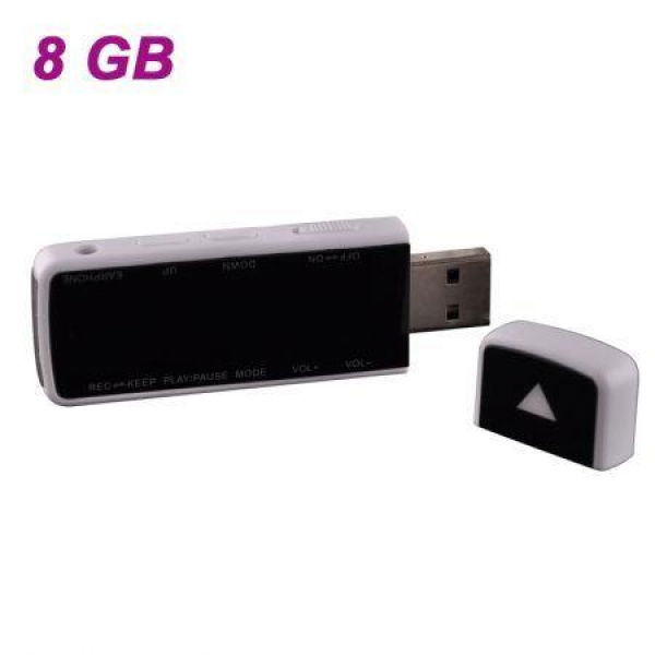 USB801 Rechargeable High-Definition Recorder + MP3 Player - White (8GB)