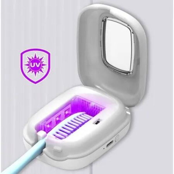 UV-C Toothbrush Sanitizer Portable Cleaner Travel Cover Maagnetic Holder Rechargeable Case for Any Size Toothbrush Christmas Gift