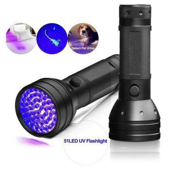 UV Flashlight Black Light 51 LED 395 NM Ultraviolet Blacklight Detector For Dog Urine Pet Stains And Bed Bug