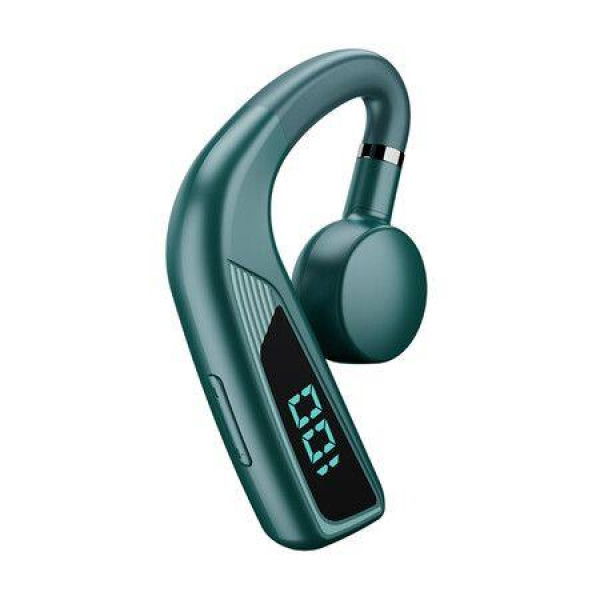 V18 Bone Conduction Headphones Bluetooth 5.0 Earbuds With Earhooks With LED Digital Display Business Wireless Earphone For Phones Color Green.