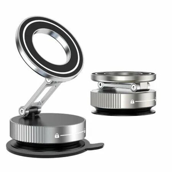 Vacuum Magnetic Phone Holder Suction Magnetic 360 Degree Adjustable Car Phone Holder,Cell Phone Holders with Adhesive Paper(Silver)