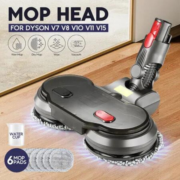 Vacuum Mop Head Electric Motorised Wet Dry Floor Vac Cleaner Cleaning Machine Attachment Waxer Waxing Tool for Dyson V7 V8 V10 V11 V15 6 Pads