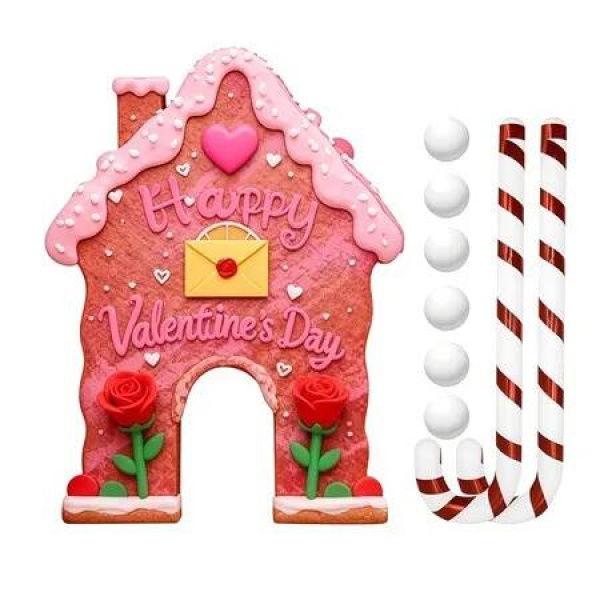 Valentine Golf Game Set With Candy Cane Club 6 Balls,Portable Golf Course Set,For Family Parties,Indoor And Office Fun Valentine Gift