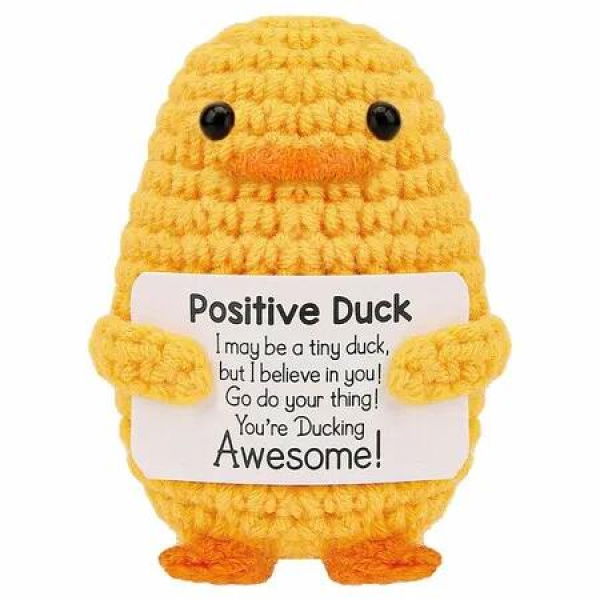 Valentines Day Gifts,Inspirational Crochet Positive Duck,Birthday Gifts,Cute Handmade Potato Knitted Duck Toy with Positive Card Cheering I Love You