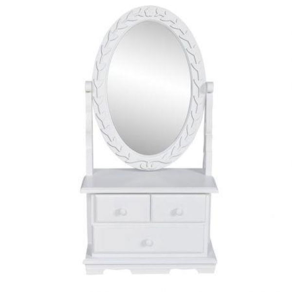 Vanity Makeup Table With Oval Swing Mirror MDF