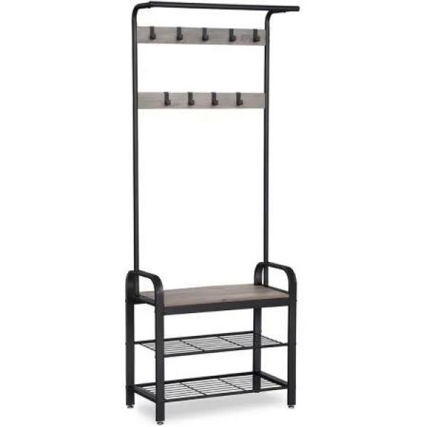 VASAGLE Coat Rack Stand Greige and Black