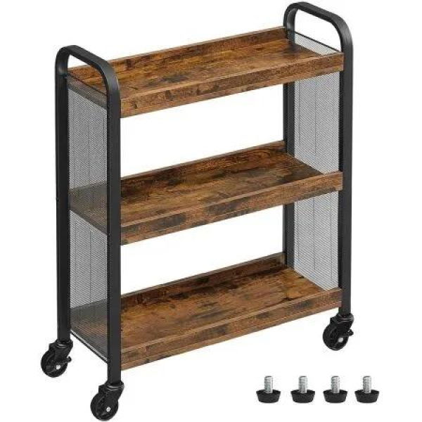 VASAGLE Utility Cart Rustic Brown