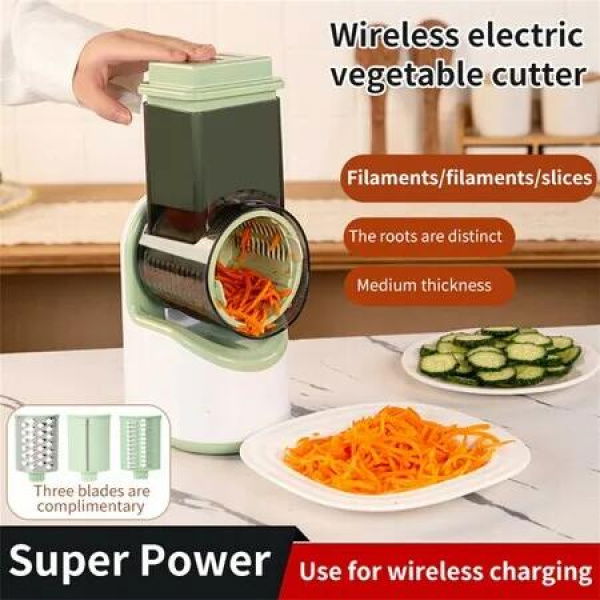 Vegetable Slicer,Electric Vegetable Slicer Salad Shooters Electronic Fruit Shredders Cheese Grater for Home Kitchen Use,Green