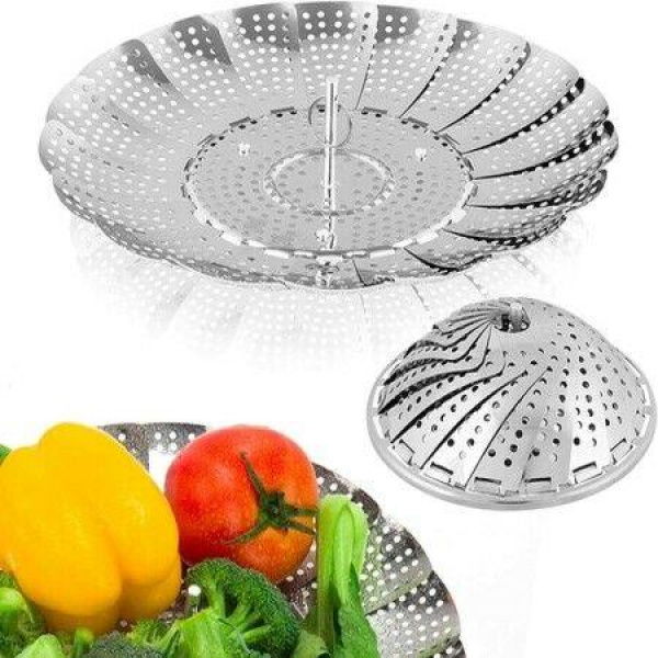 Vegetable Steamer Basket - Premium Stainless Steel Veggie Steamer Basket - Folding Expandable Steamers To Fit Various Size Pots (Small (5.1