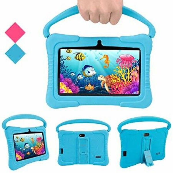 Vidoo Kids Tablet 7-inch Android Tablet PC 1GB RAM 16GB ROM Safety Eye Protection Screen Parental Control APP Tablet With Silicone Case (Blue)