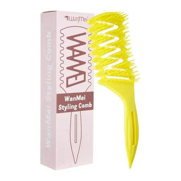 Vented Hair Brush, Detangling Brush for Curly,Thick,and Straight Hair,Wet and Dry Hair Brush for Detangling,Styling,Defining,Shaping Color Yellow