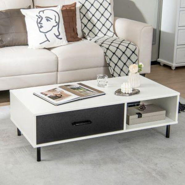 Versatile 2-Tier Modern Coffee Table With Pull-out Drawer For Living Room Entryway