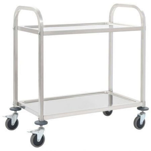 VidaXL 2-Tier Kitchen Trolley 107x55x90 Cm Stainless Steel