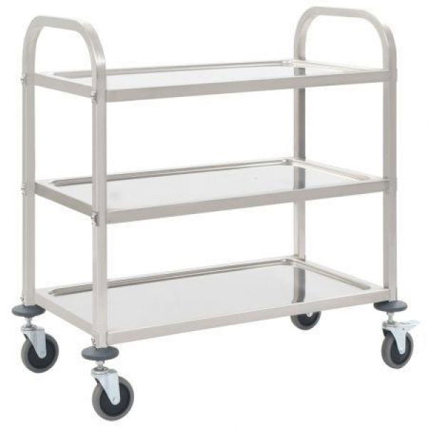 VidaXL 3-Tier Kitchen Trolley 87x45x83.5 Cm Stainless Steel