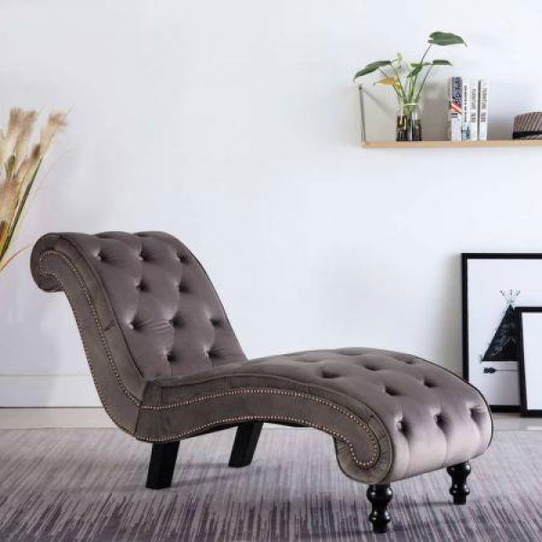 VidaXL Chaise Lounge Grey Velvet