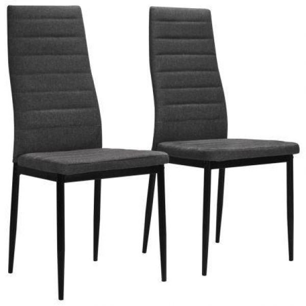 VidaXL Dining Chairs 2 Pcs Dark Grey Fabric