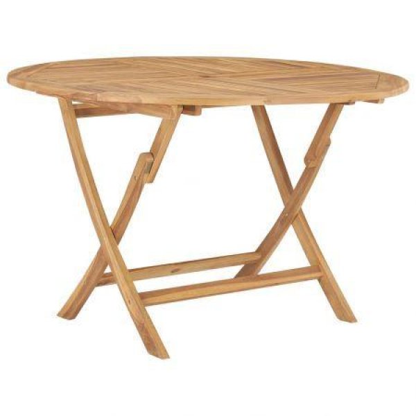 vidaXL Folding Garden Table diameter 120 cm Solid Teak Wood