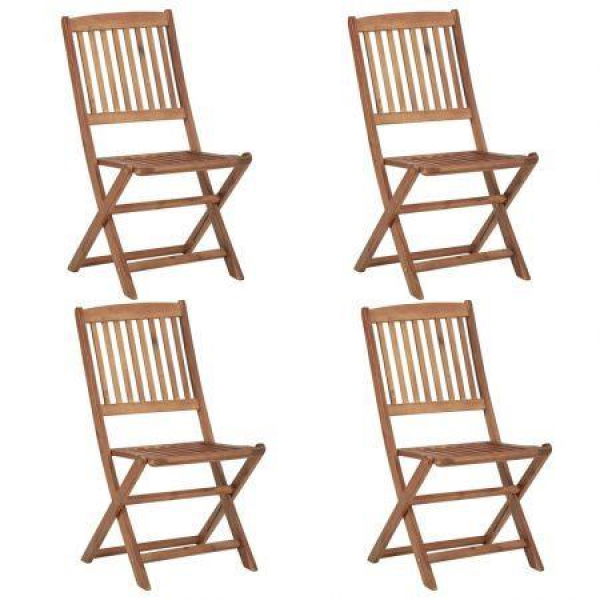 VidaXL Folding Outdoor Chairs 4 Pcs Solid Acacia Wood