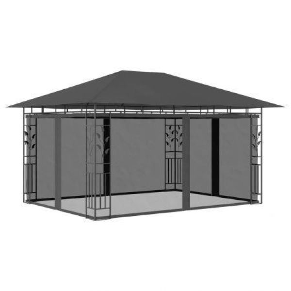 VidaXL Gazebo With Mosquito Net 4x3x2.73m Anthracite 180g/cubic Meter.