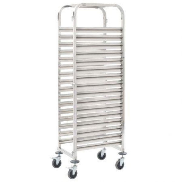 VidaXL Kitchen Trolley For 16 Trays Stainless Steel