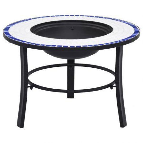 VidaXl Mosaic Fire Pit Blue And White 68cm Ceramic