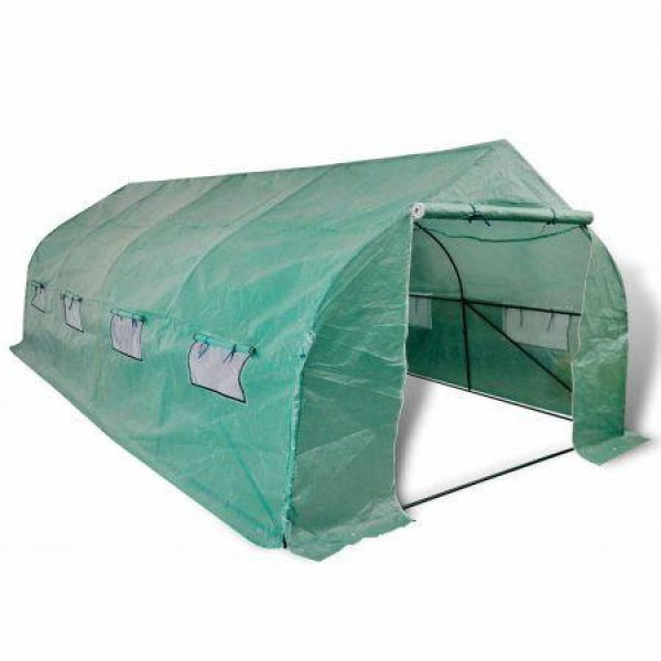 VidaXL Portable Polytunnel Greenhouse Steel Frame Walk-in 18 Cubic Metre